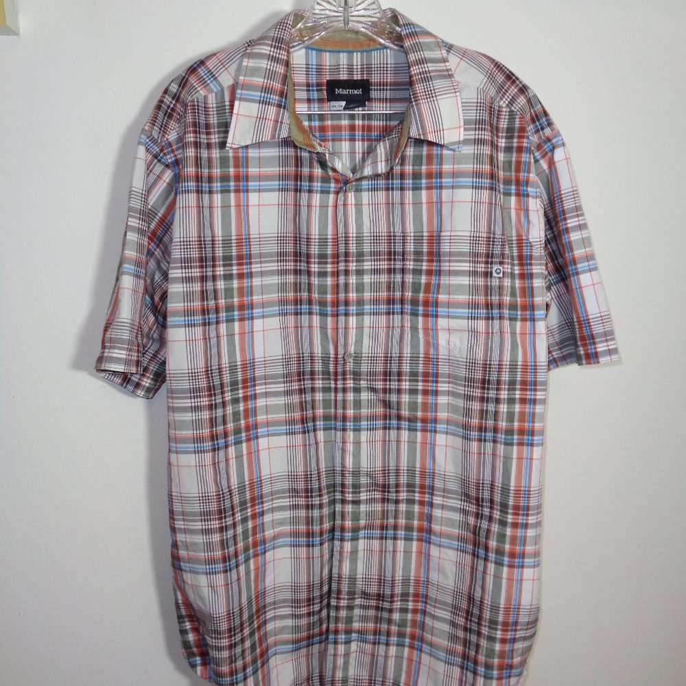 Marmot Checked Button Front Short Sleeve Shirt XL